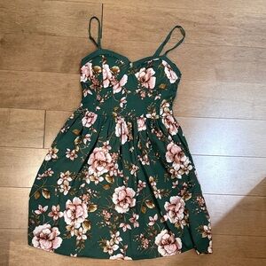 Floral Green corset Mini Dress